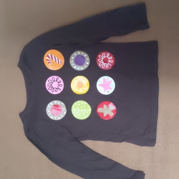 Crazy 8 girls long sleeve shirt size xs/4. Brown with holiday cookies - Picture 1 of 3